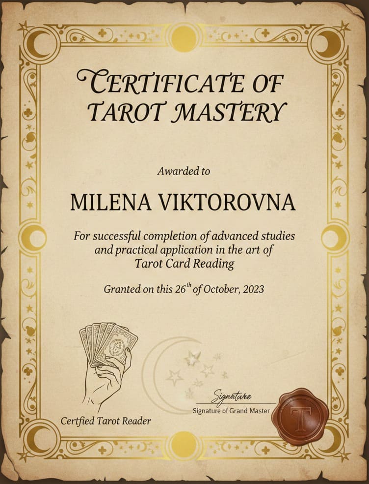 Диплом Master of Tarot Милены Викторовны